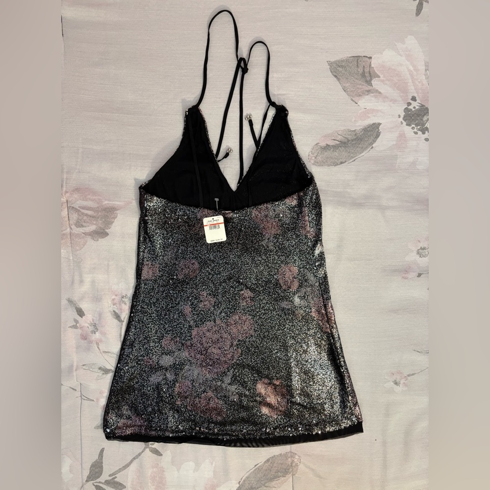 NWT Free People Double Take Sequin Mini Dress In Moody Floral Combo Sz XS - - Picture 7 of 15